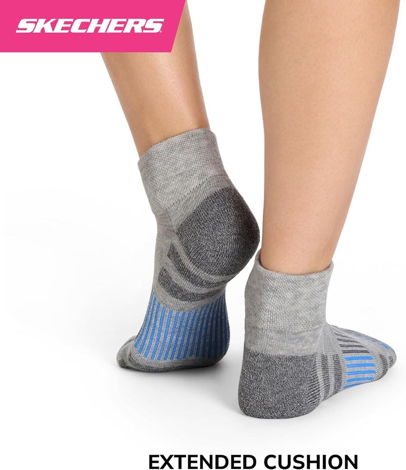 SKECHERS جوارب نسائية عالية الربع من مجموعة العمل 8 قطع، مع وسادة إضافية وتهوية شبكية - Image 4
